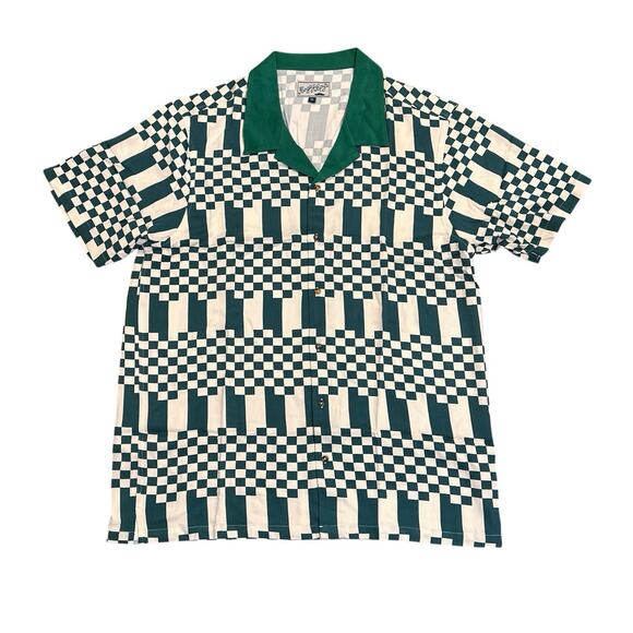 Bogey Boys by Macklemore Checkered Button Up Men's Golf Shirt Green Size XL - Picture 1 of 5